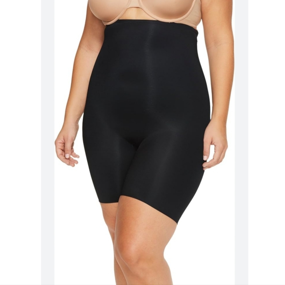 Spanx High Waisted Mid Thigh Shorts Black Plus Size 1X